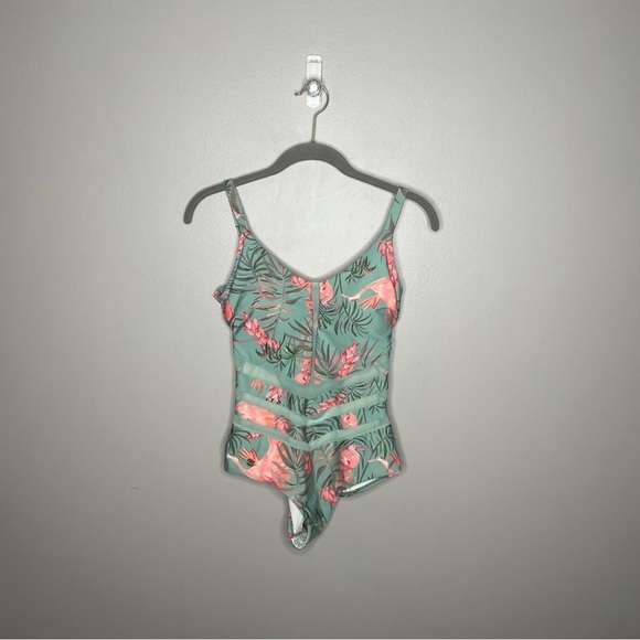 Leonisa Eco Friendly Slimming One Piece Swimsuit with Tulle Cutouts - Picture 2 of 7